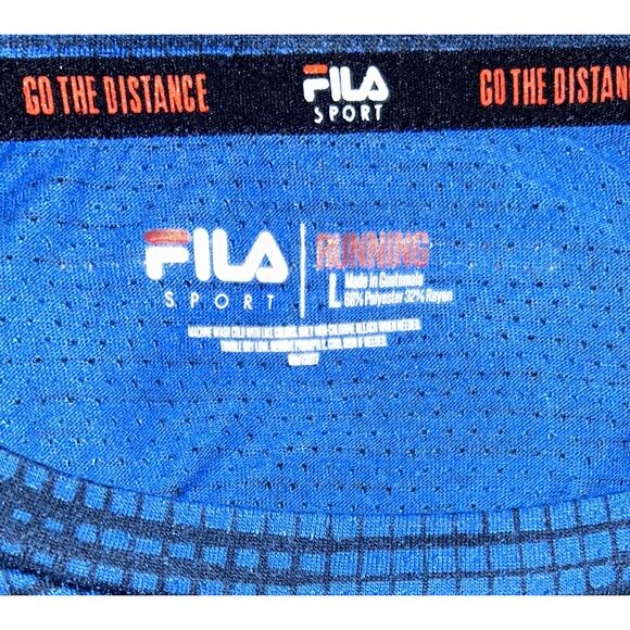 Fila Sport Blue Pattern Running Shirt Men's Large - Picture 2 of 5